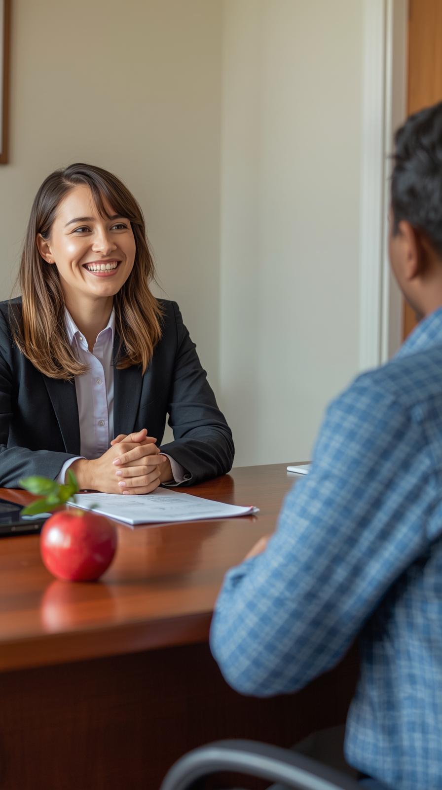 Deux personnes qui discutent dans un bureau